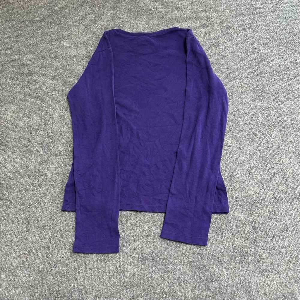Ralph Lauren Sport Shirt Womens XL Purple Cotton Slim Fit Crew Neck Long Sleeve